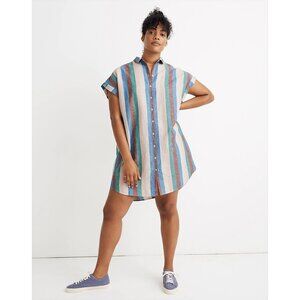 Madewell Central Shirtdress In Flagstaff Stripe Linen Cotton Beachy Women's XS